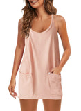 Summer Sleeveless Vest Dress Pocket Sports Short Skirt