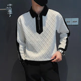 Men’s Half-Zip Polo Sweater – Loose Fit Long Sleeve Casual Top