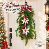 Christmas Greenery Garland with Lily & Red Berries for Mantel Decor