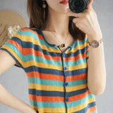 Fashionable Knitted Loose Thin Short-Sleeve Women's Top