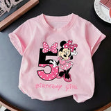 Minnie Mouse Girl Number T-Shirt Pink Birthday Party Clothes