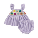 Toddler Kids Baby Girls Summer Flower Tanks Tops + Shorts