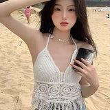 Sexy Boho Beach Holiday Camisole Halter Women Crochet Knit