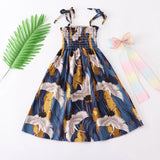 Girls Floral Boho Beach Dress with Necklace Gift Summer Wear