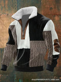 Men's Long Sleeve Half Zipper Pullover Top Autumn Stand-Up Collar Men's Half Placket Casual Zipper Long Sleeve Sweater