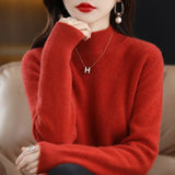 Women's Solid Long-Sleeve Half-high-collar basic warm bottoming shirts/sweater