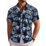 Men's Short-Sleeve Hawaiian Botanical Flower Print Shirt