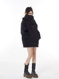 Winter Solid Color Ninja Turtleneck Hoodies For Women Y2K Vintage Fleece Sweatshirts Hip Hop Japanese Streetwear Oversized Hoodie