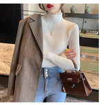 Knitted Tops Women Turtleneck Sweater Long Sleeve Casual Slim Pullover
