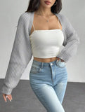 Women's Ribbed Knit Cardigan Sweater Coat Shoulder Wrap