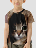 Cat Print Cartoon Casual Children's Clothing for Girls' Summer