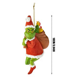 17Pcs 2D Acrylic Christmas Tree Ornaments Green Monster Pendants