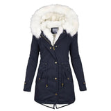 Slim Fur Hood Puffer Long-Sleeve Down Winter Jacket, Coat for Women