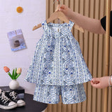 Toddler Girls Floral Sleeveless Tank Kids Summer Outfit