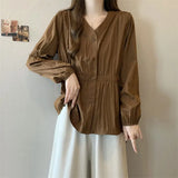 Women's Plus Size V-Neck Office Blouse French Chic Top