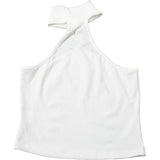 Metal Buckle Decoration Tank Tops Women's Off-Shoulder Outfit