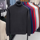 Men's High-Neck Knitted Turtleneck Slim-Fit Long-Sleeve Anti-pilling Casual Elegant Plain Sweater