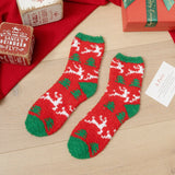Christmas coral fleece warm and thick winter socks snowman floor socks