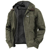 Men's Western Military Zip-Up Long Sleeve Winter Warm Hooded Jacket