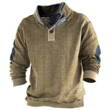 Men’s Graphic Patchwork Hoodie – Vintage Zipper Stand Collar Top