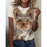 Women's 3d Dogs Cat Print T-Shirt Fashion Womens Tees Tops