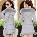 Slim Fur Hood Puffer Long Sleeve Down Winter Jacket, Coat for Women