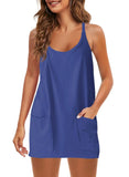 Summer Sleeveless Vest Dress Pocket Sports Short Skirt