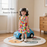 Girls Summer Cotton Floral Sleeveless Beach Dress for Kids