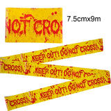 Orange Halloween Caution Tape  Black Skull Haunted House Warning Decor