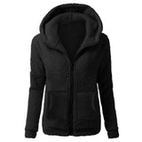 Autumn And Winter Women's Fashion Solid Colour Sweatshirt Loose Softy Hooded Plush Zip Up Jacket