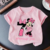 Minnie Mouse Girl Number T-Shirt Pink Birthday Party Clothes