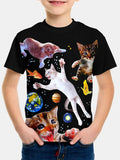 Cat Print Cartoon Casual Children's Clothing for Girls' Summer