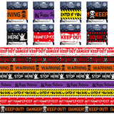 Orange Halloween Caution Tape  Black Skull Haunted House Warning Decor