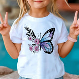 New 3D Butterfly Print Kids Girls T Shirt Summer Kids Clothe
