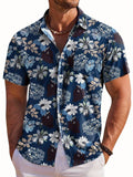 Men's Short-Sleeve Hawaiian Botanical Flower Print Shirt