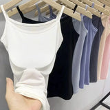 Cotton Feel Solid Sling Camisole Women's Crop Top Sleeveless