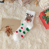 Christmas coral fleece warm and thick winter socks snowman floor socks