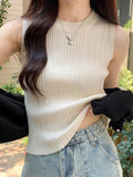AOSSVIAO 2026 Korea Knitted Vests Women Top O-neck Solid Tank Blusas