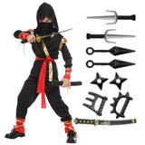Kids Ninja Samurai Costume Set with Toy Sword Halloween Cosplay Outfit