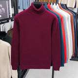 Men's High-Neck Knitted Turtleneck Slim-Fit Long-Sleeve Anti-pilling Casual Elegant Plain Sweater