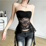 Sexy Lace Crop Top Women Slim Fit High Elastic Summer Tank