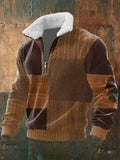 Men's Long Sleeve Half Zipper Pullover Top Autumn Stand-Up Collar Men's Half Placket Casual Zipper Long Sleeve Sweater