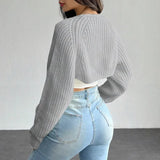 Women's Ribbed Knit Cardigan Sweater Coat Shoulder Wrap