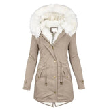 Slim Fur Hood Puffer Long-Sleeve Down Winter Jacket, Coat for Women