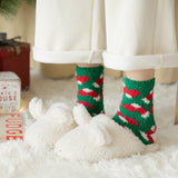 Christmas coral fleece warm and thick winter socks snowman floor socks