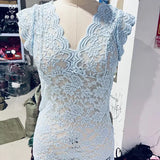 Sexy Deep V Neck Sleeveless Lace Blouse Shirts Summer Women Lace Patchwork Pullover Tops
