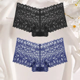 2Pcs Lace Four Shorts Women's Panties Floral Underwear S-XL