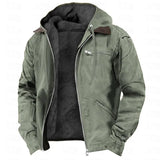 Men's Western Military Zip-Up Long Sleeve Winter Warm Hooded Jacket