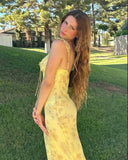 Women's Floral Print Maxi Dress Backless Summer Beachwear