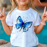 New 3D Butterfly Print Kids Girls T Shirt Summer Kids Clothe